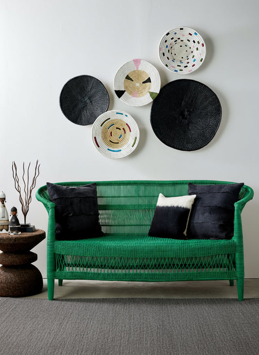 Hand-Painted Black Binga Flat Basket