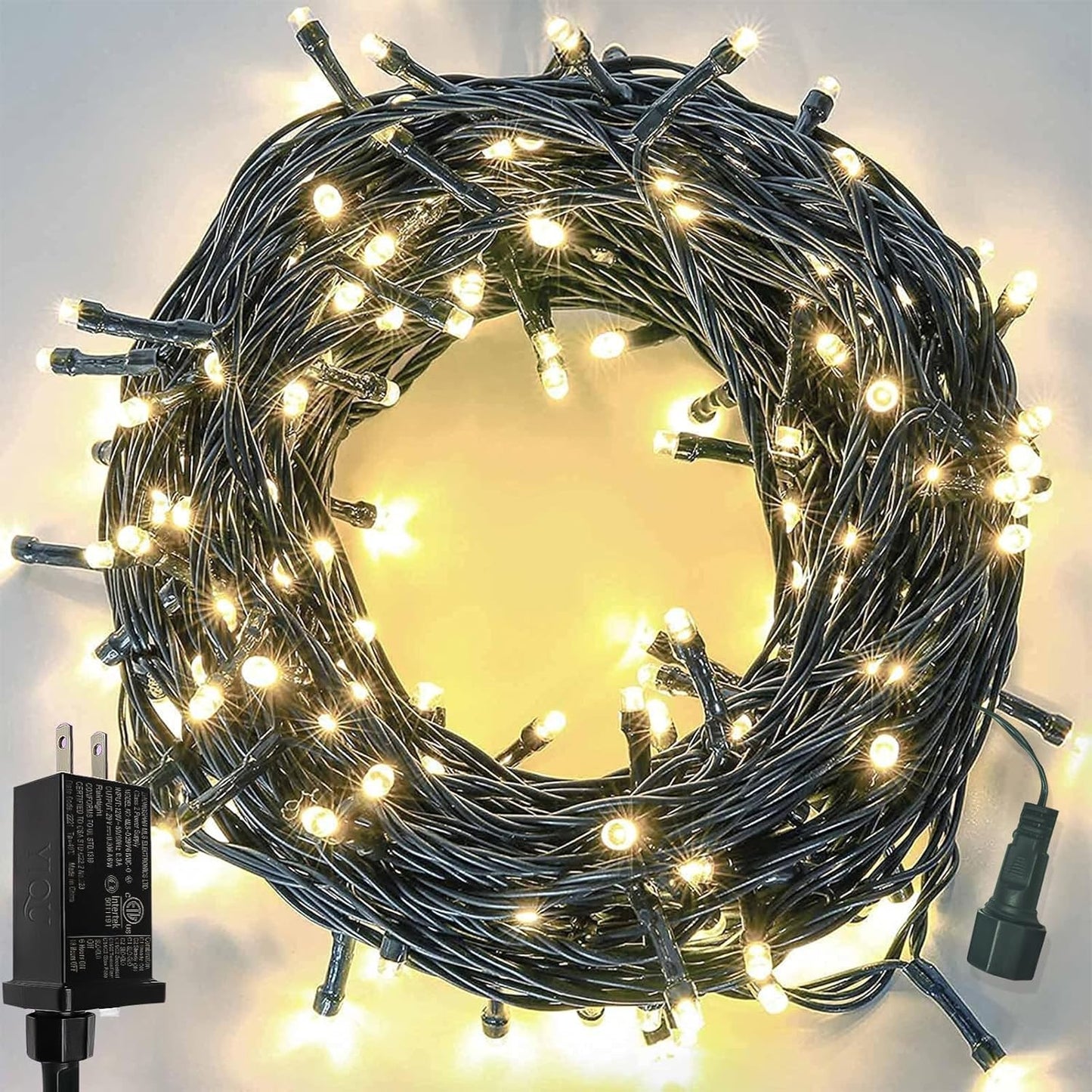 Upgraded 75.8 FT 200 LED Christmas String Lights Outdoor/Indoor, Timer & Memory Function & 8 Modes, Extendable Green Wire Waterproof Fairy String Lights for Xmas Tree Holiday Party Garden (Warm White)