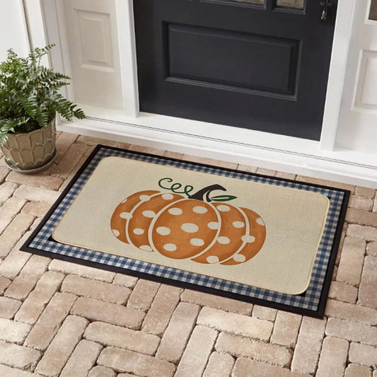 Fall Thanksgiving Decorative Door Mat Farmhouse Happy Fall Yall Doormat Autumn Buffalo Plaid Doormats Non Slip Fall Indoor Floor Mat Low Profile Entryway Rug for Autumn Holiday De Carpet