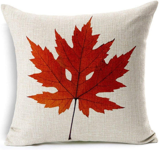 Fall Decor Cotton Linen Leaves,Maple Leaf Autumn Decorations Cushion Covers 18 X 18 Inch Sofa Home Decor Throw Pillow Case for Bed Pillow Covers Set of 4