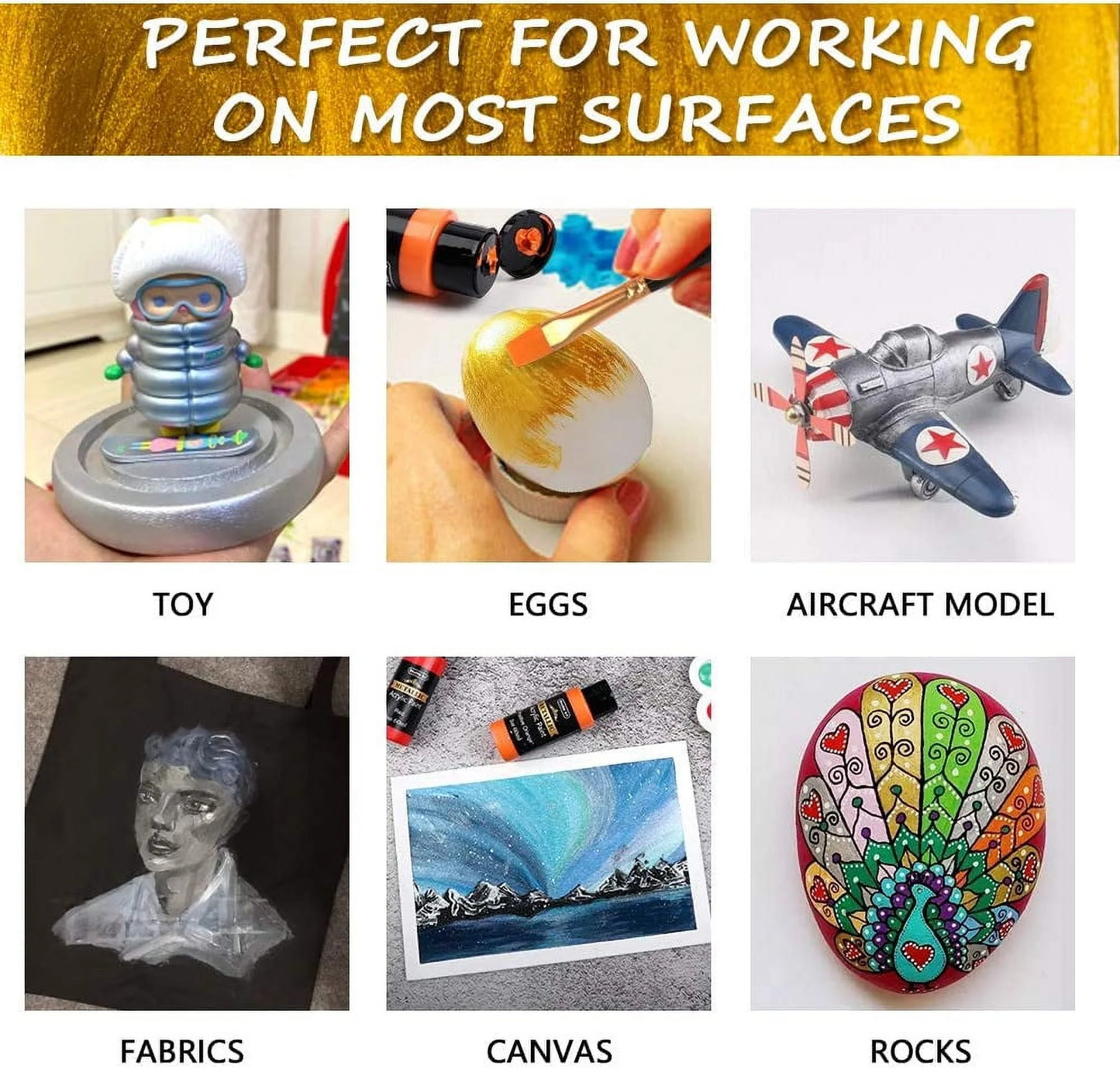 (3 Pack) 2 Oz Multi-Color Metallic Acrylic Craft Paint (24 Pieces)