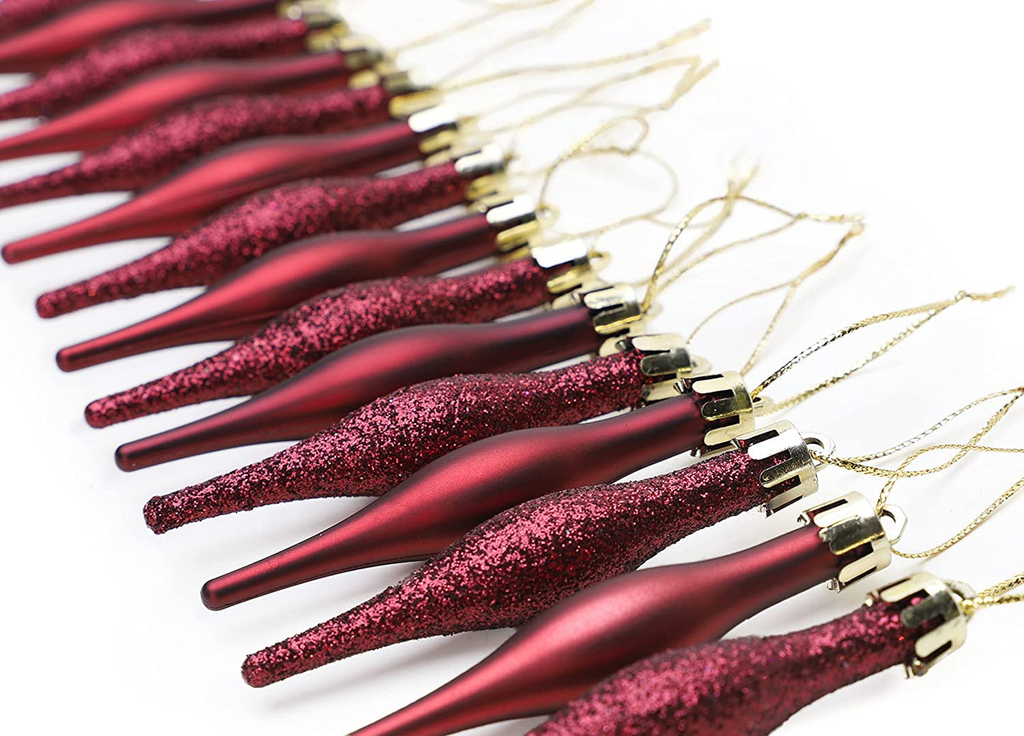 Christmas Concepts® Pack of 15-8.5Cm Droplet Baubles - Matte & Glitter Design - Christmas Ornaments (Rioja Red)