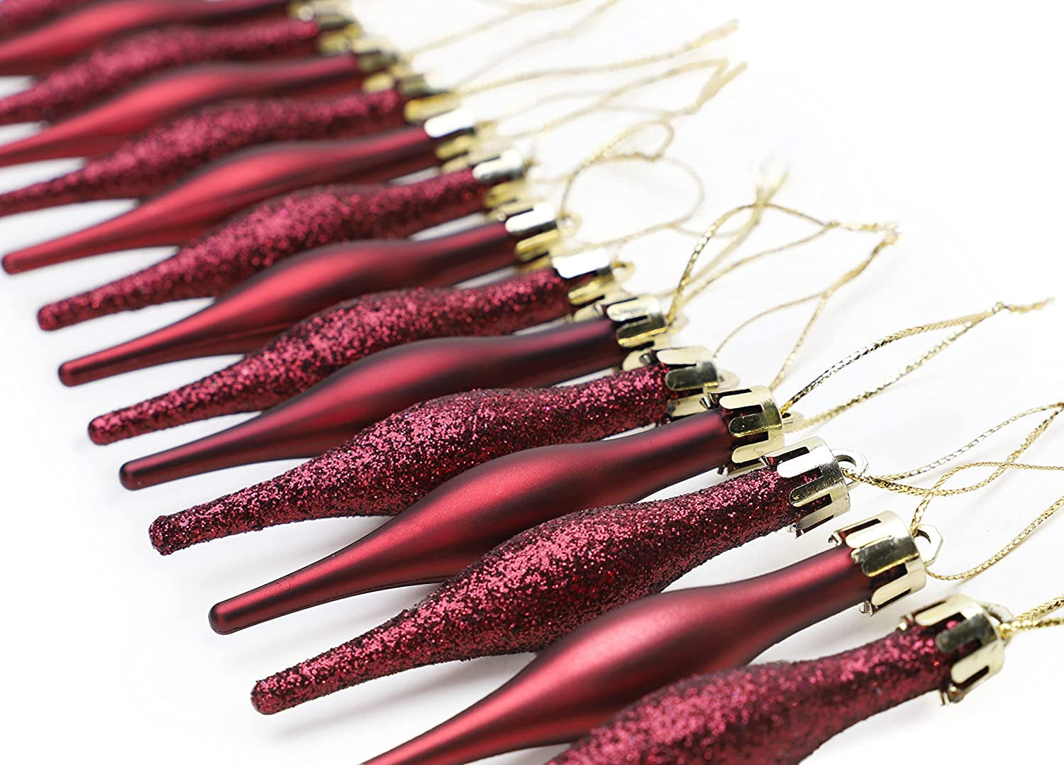 Christmas Concepts® Pack of 15-8.5Cm Droplet Baubles - Matte & Glitter Design - Christmas Ornaments (Rioja Red)