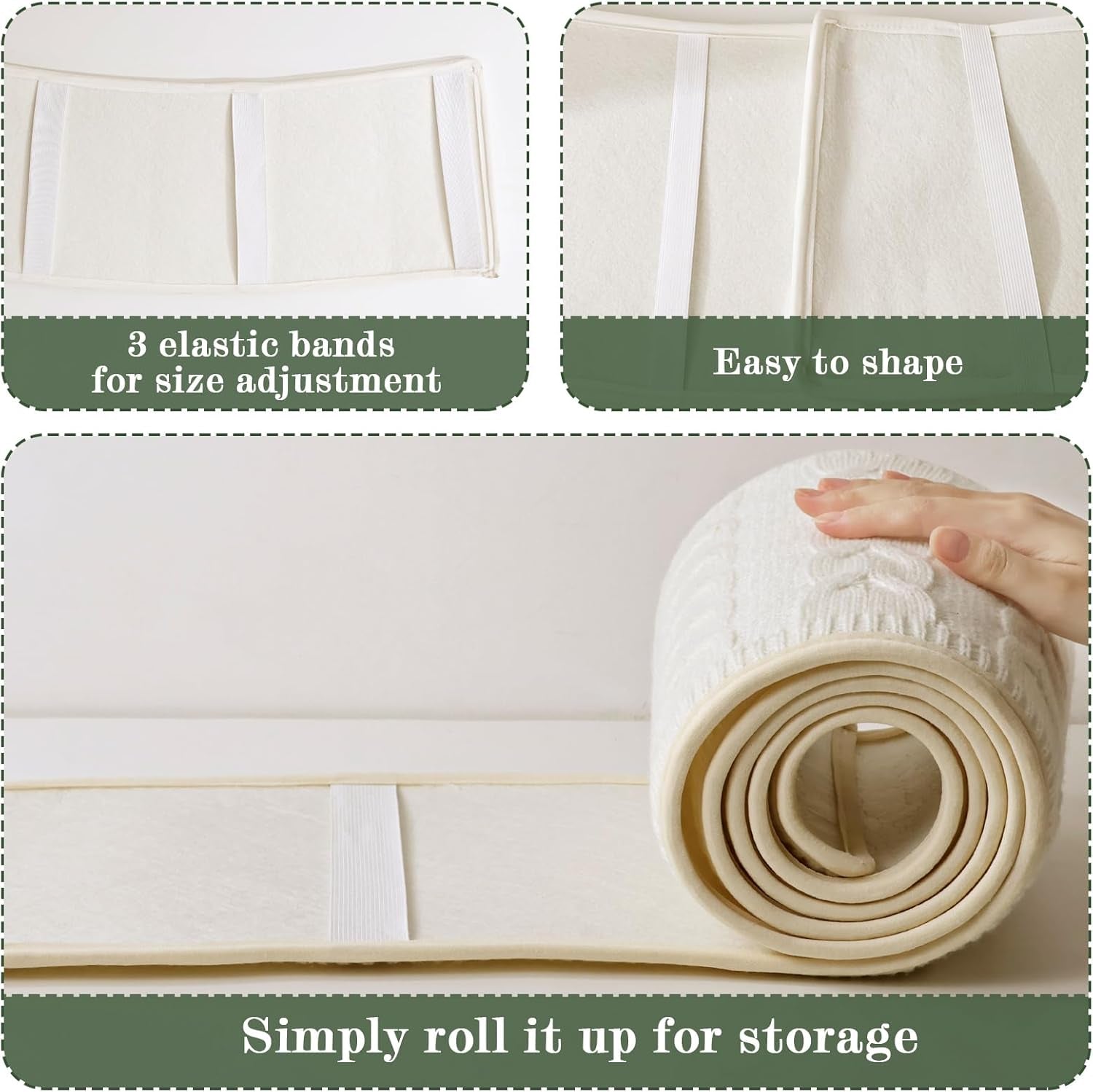 Cream White Knitted Christmas Tree Collar - Rustic Boho Base Cover Decor