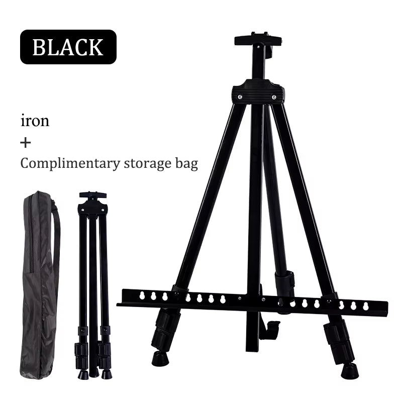 Portable Adjustable Metal Sketch Easel Sketch Drawing for Artist Art Supplies Stand Foldable Travel Easel Shelf with Bag Outdoor