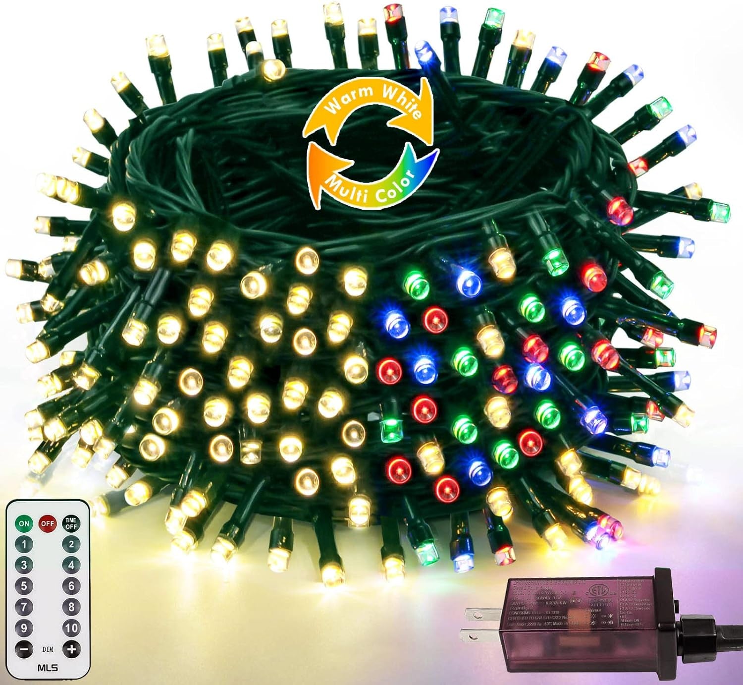 Upgraded 75.8 FT 200 LED Christmas String Lights Outdoor/Indoor, Timer & Memory Function & 8 Modes, Extendable Green Wire Waterproof Fairy String Lights for Xmas Tree Holiday Party Garden (Warm White)