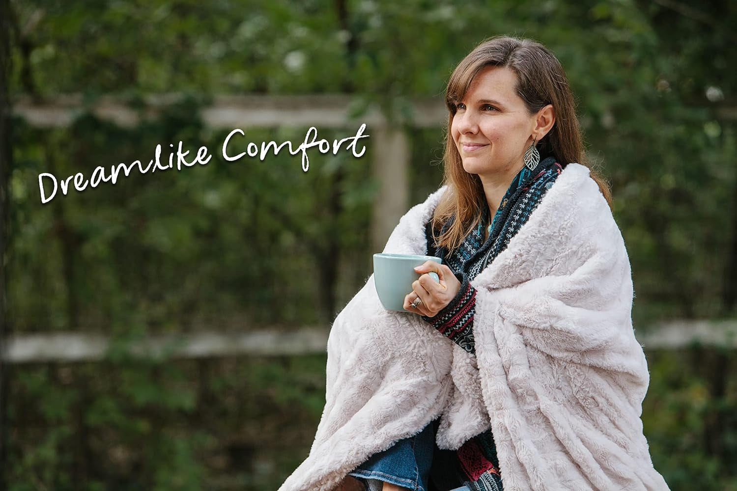 Chanasya Premium Wolf Faux Fur Throw Blanket - Soft, Fuzzy Sherpa & Minky Throw Blanket - for Bed or Couch - 60" X 70” - White