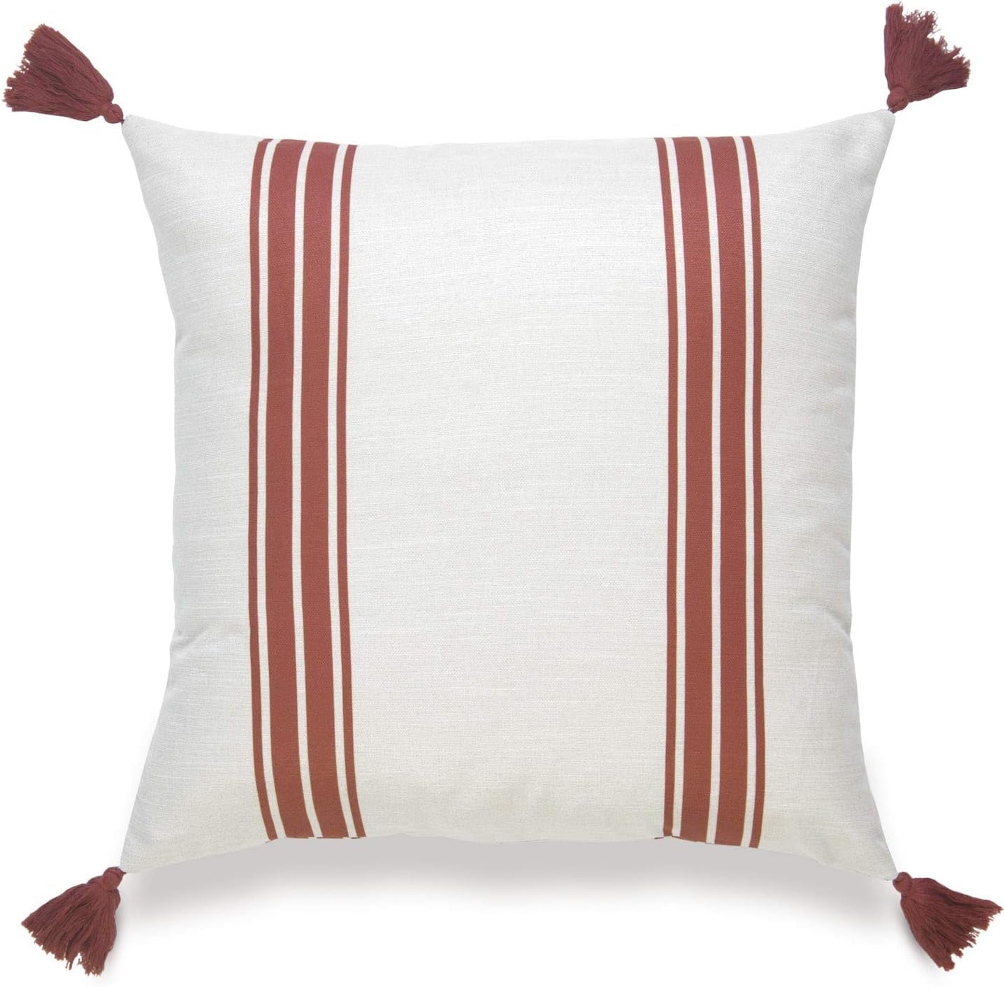 Hofdeco Fall Decorative Lumbar Throw Pillow Cover ONLY, for Couch, Sofa, or Bed, Orange Stripe Tassel, 12"X20"