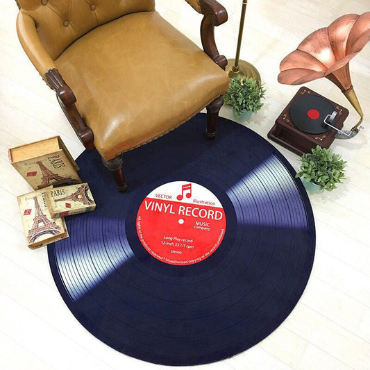 Round Retro Disc Dining Table Rug