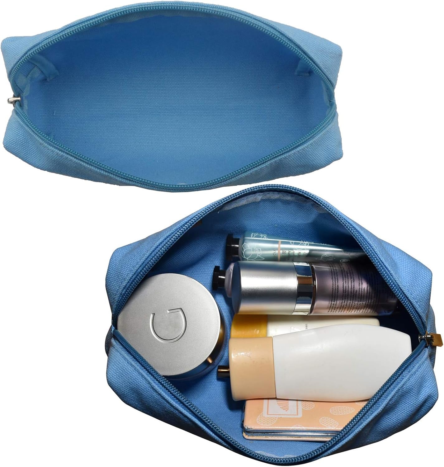 Enyuwlcm Canvas Stationery Cute Pencil Case for Teen Girls Simple Pencil Pouch for School Cosmetic Bag for Purse Blue