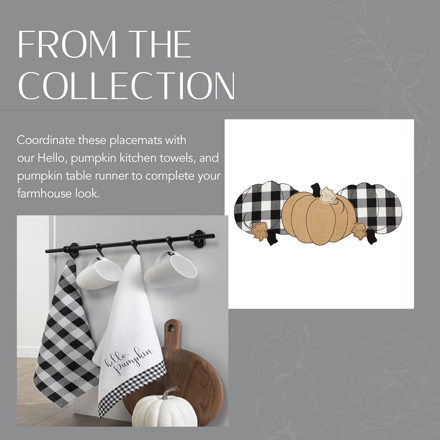 Elrene Home Fashions Hello Pumpkin Farmhouse Burlap Placemat Set, 13 Inches X 19 Inches, Set of 4