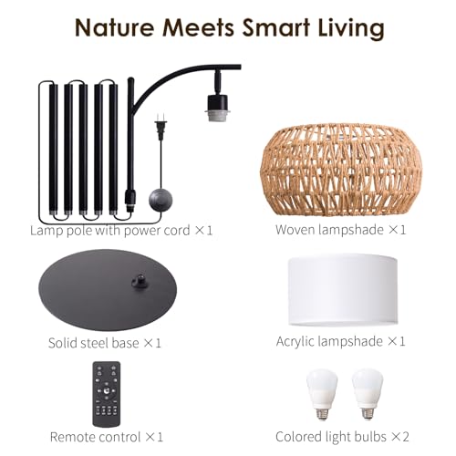 Boho Rattan Floor Lamp