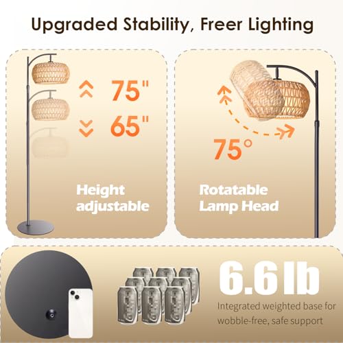 Boho Rattan Floor Lamp