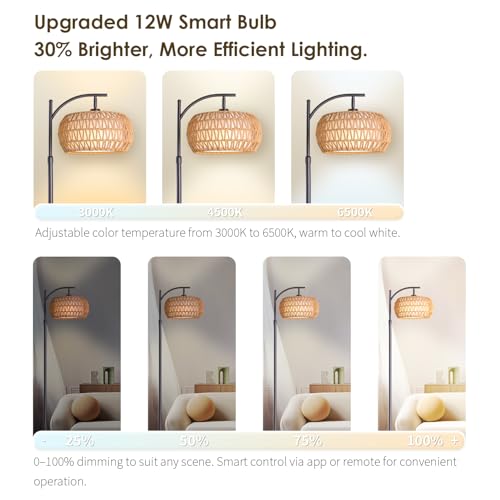 Boho Rattan Floor Lamp