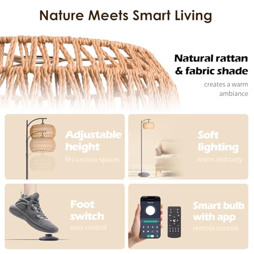 Boho Rattan Floor Lamp