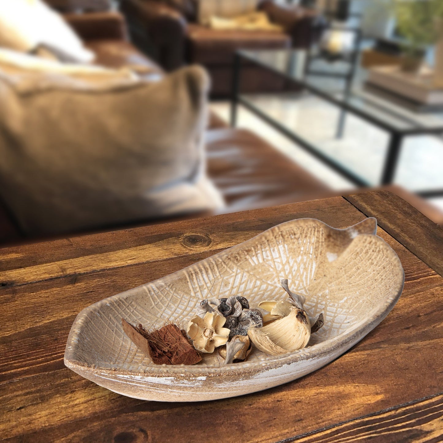 Wood Leaf Shaped Decorative Serving Plate
