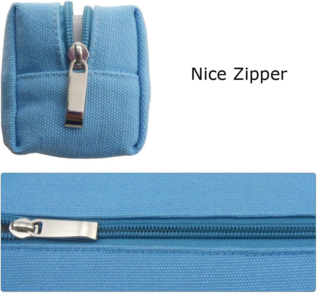 Enyuwlcm Canvas Stationery Cute Pencil Case for Teen Girls Simple Pencil Pouch for School Cosmetic Bag for Purse Blue