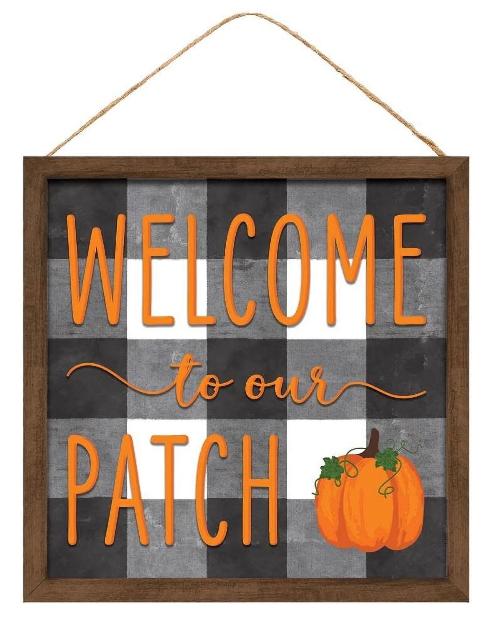 Welcome to Our Patch Sign - 10" X 10", Wooden Sign, Buffalo Plaid, Pumpkin, Halloween, Front Door, Fall, Wreath, Home, Garden, Pumpkin Patch, Kitchen, Autumn, Thanksgiving