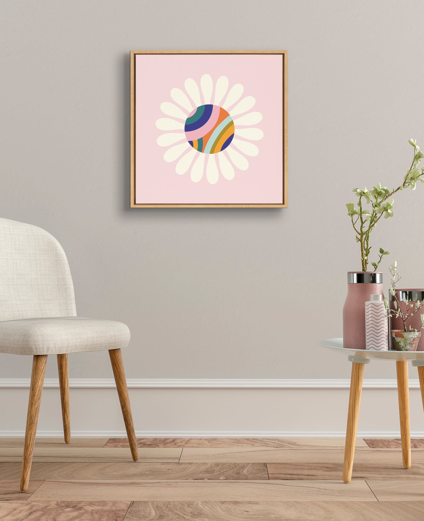 Sylvie Groovy Daisy Framed Canvas by Elizabeth Olwen
