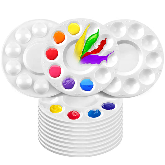 12 Plastic Painting Tray Palettes, Plastic Paint Pallets for Kids