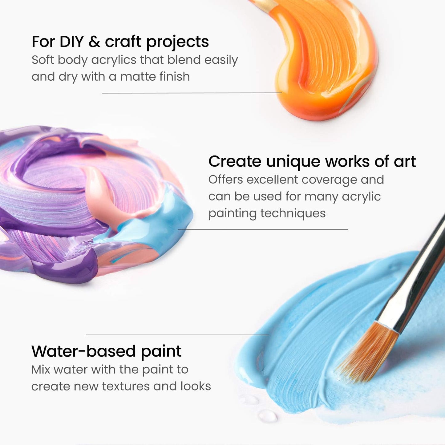 ARTEZA Craft Acrylic Paint Set, Set of 20 Vintage Tones Acrylic Craft Paint, Artist Paints Art Supplies for Glass, Wood, Ceramics, Fabrics, Leather