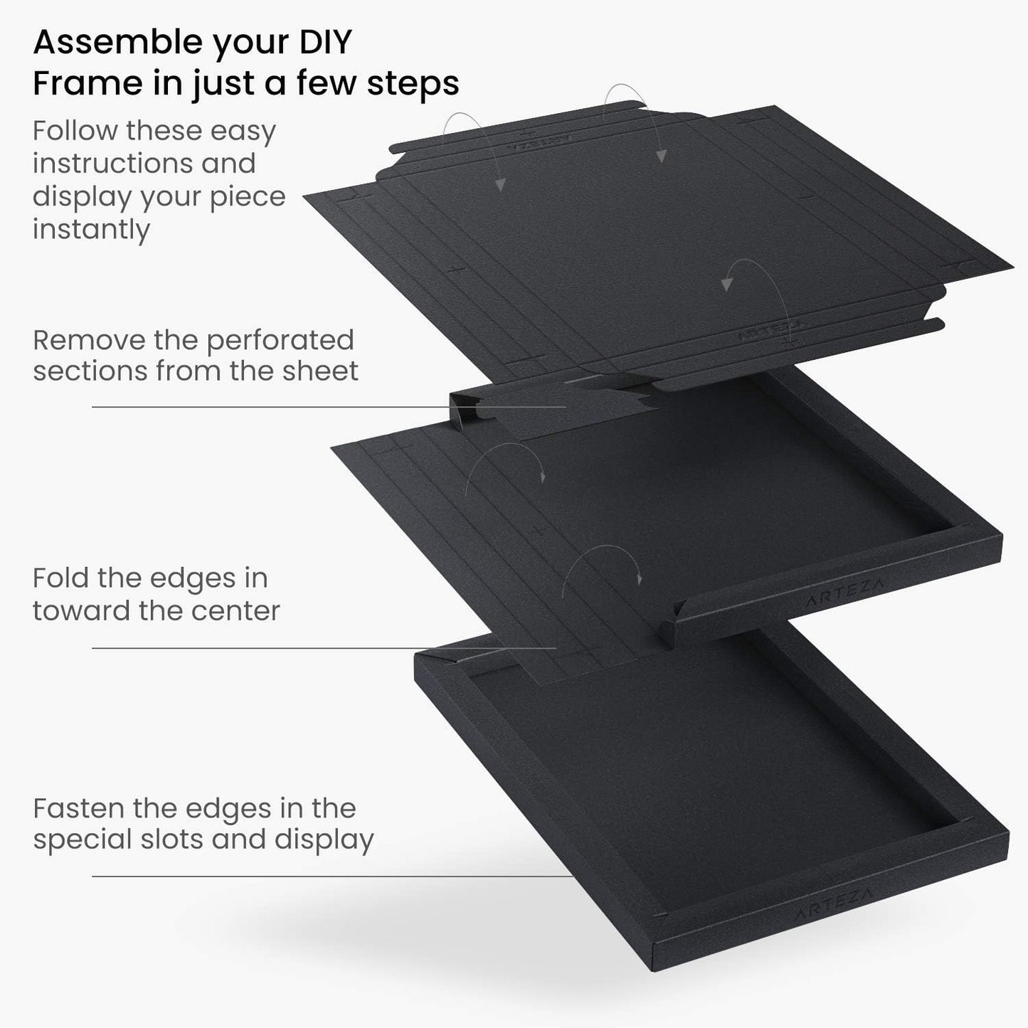 ARTEZA Mixed Media Paper Foldable Canvas Pad, 8X11 Inches, 20 Sheets, Black Paper