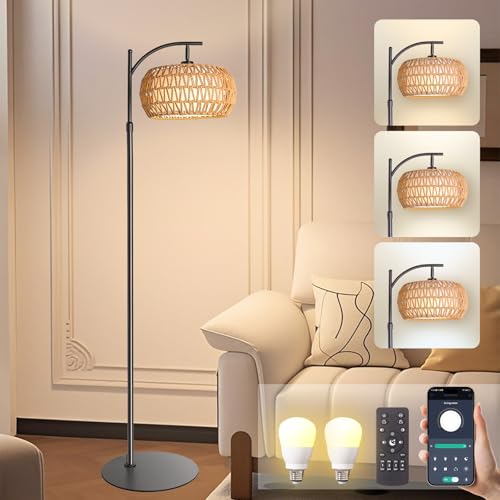 Boho Rattan Floor Lamp