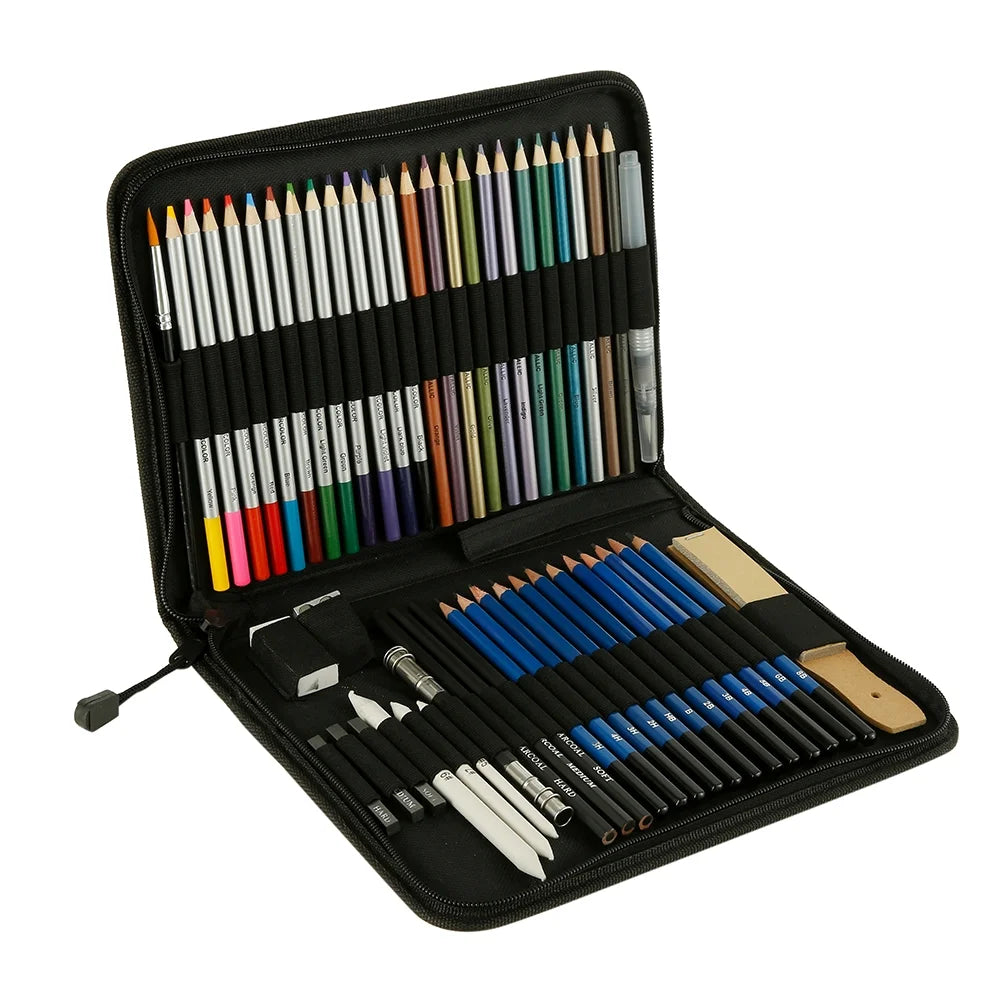 ODOMY 51 Pcs Drawing Set Sketching Kit, Pro Art Supplies Wood Pencil Sketching Pencils Art Sketch Painting Supplies for Artists Beginners Adults