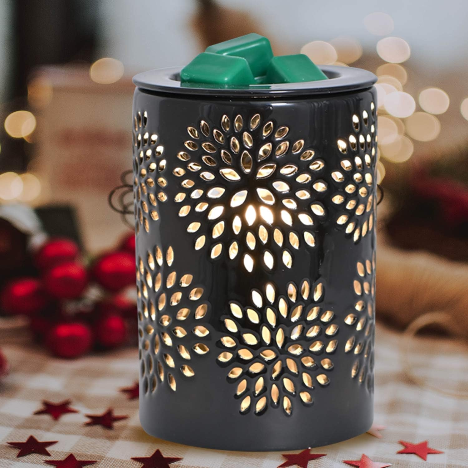 ASAWASA Ceramic Wax Melt Warmer with Timer and Silicone Dish,Candle Wax Warmer for Scented Wax & Essential Oils,Ideal Gift for Home Office Kitchen(Long White)