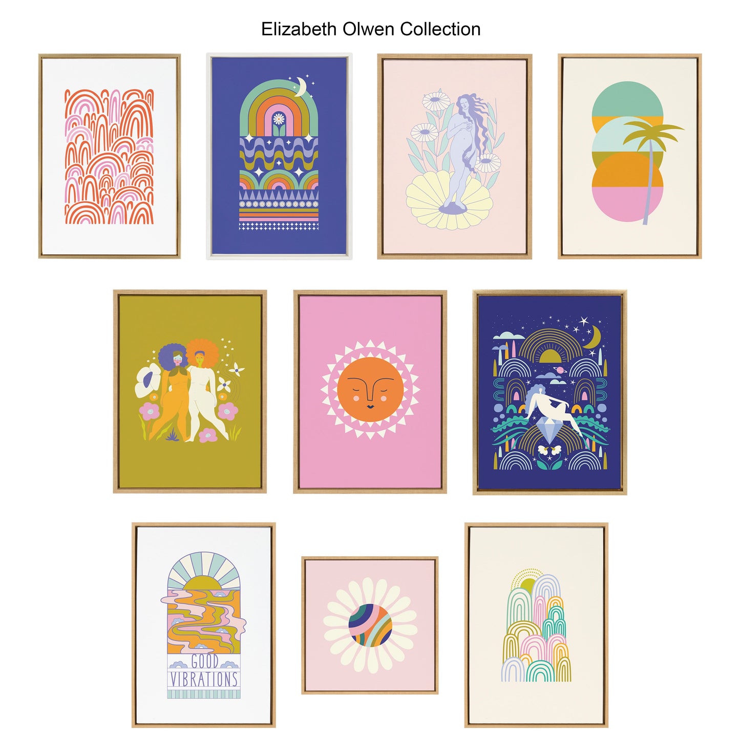 Sylvie Groovy Daisy Framed Canvas by Elizabeth Olwen