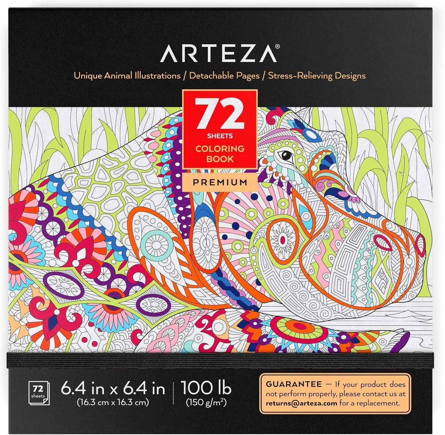 ARTEZA Adult Coloring Books, Floral & Mandala Designs, Pack of 2, 72 Sheets Each, 6.4X6.4 Inches Coloring Pages, 100 Lb Paper