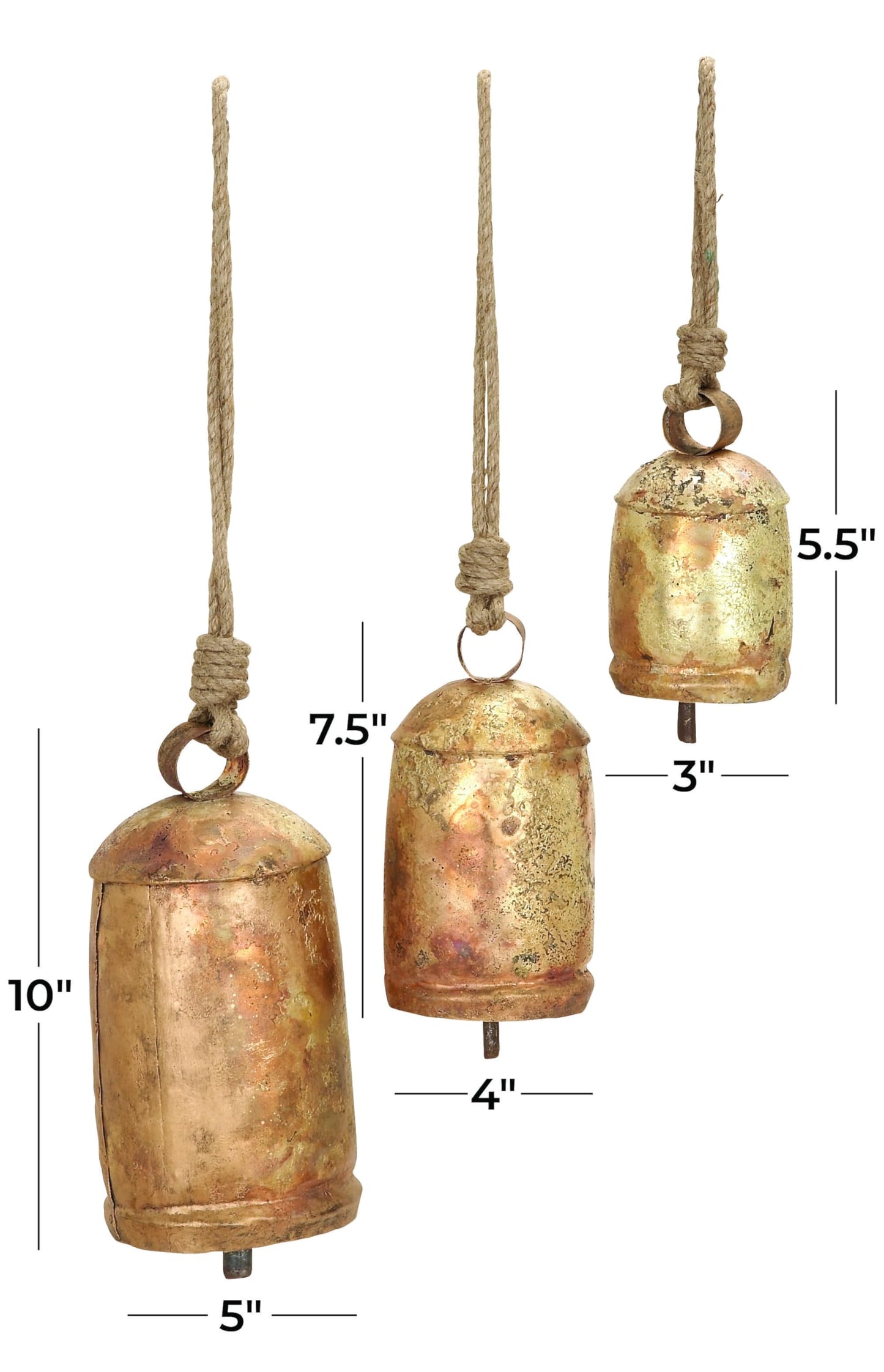 Gold Metal Inspired Decorative Cow Bells