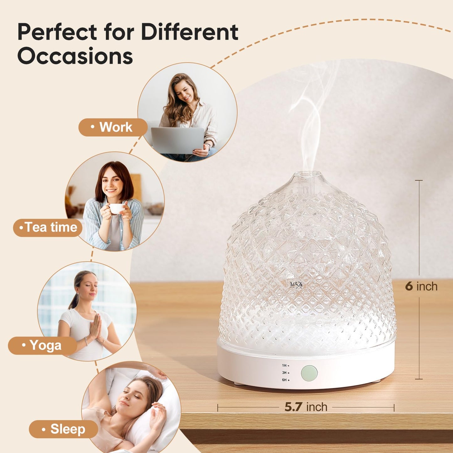 Lecdura Glass Essential Oil Diffuser