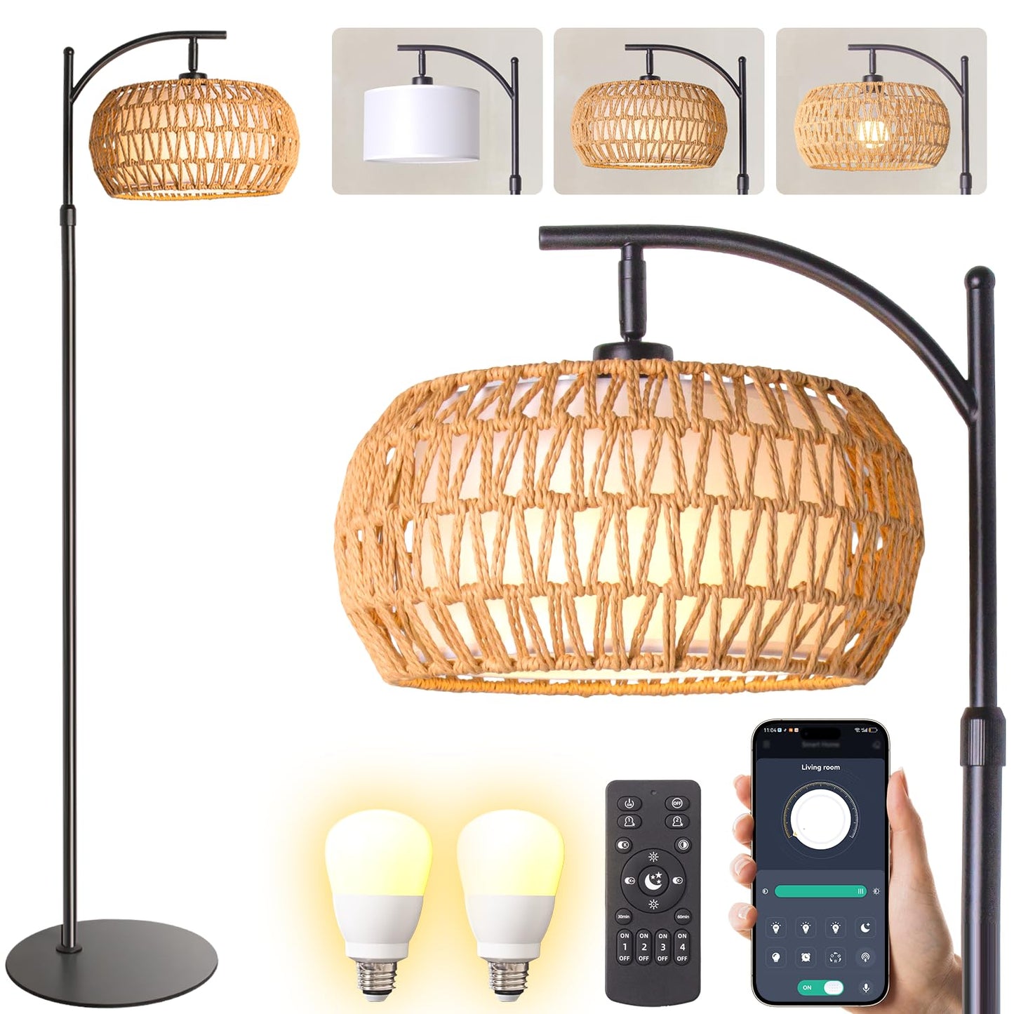 Boho Rattan Floor Lamp