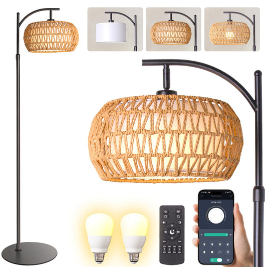 Boho Rattan Floor Lamp