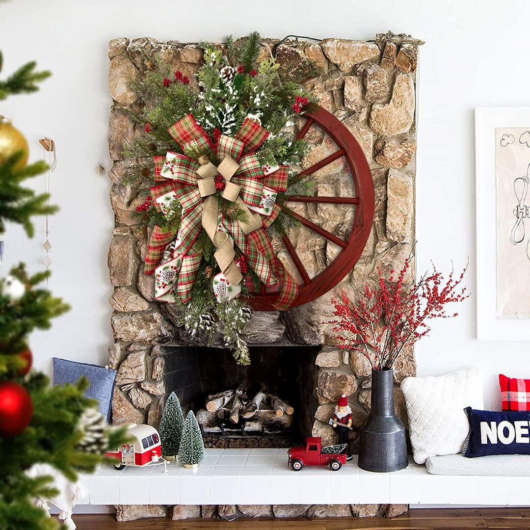 Christmas Wagon Wheel Wreath