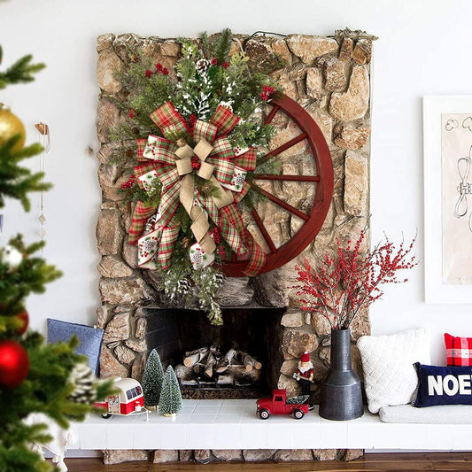 Christmas Wagon Wheel Wreath