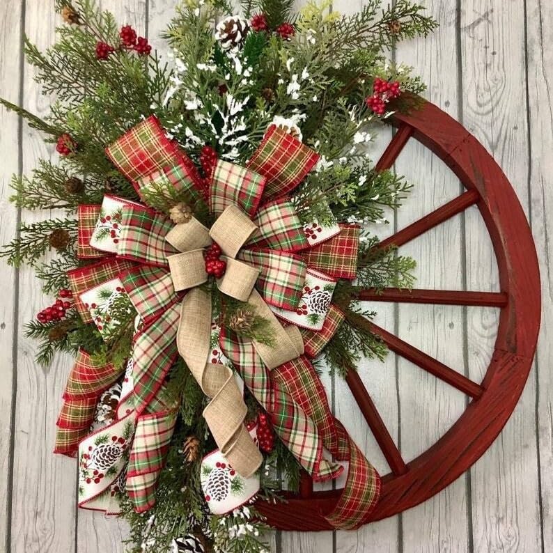 Christmas Wagon Wheel Wreath