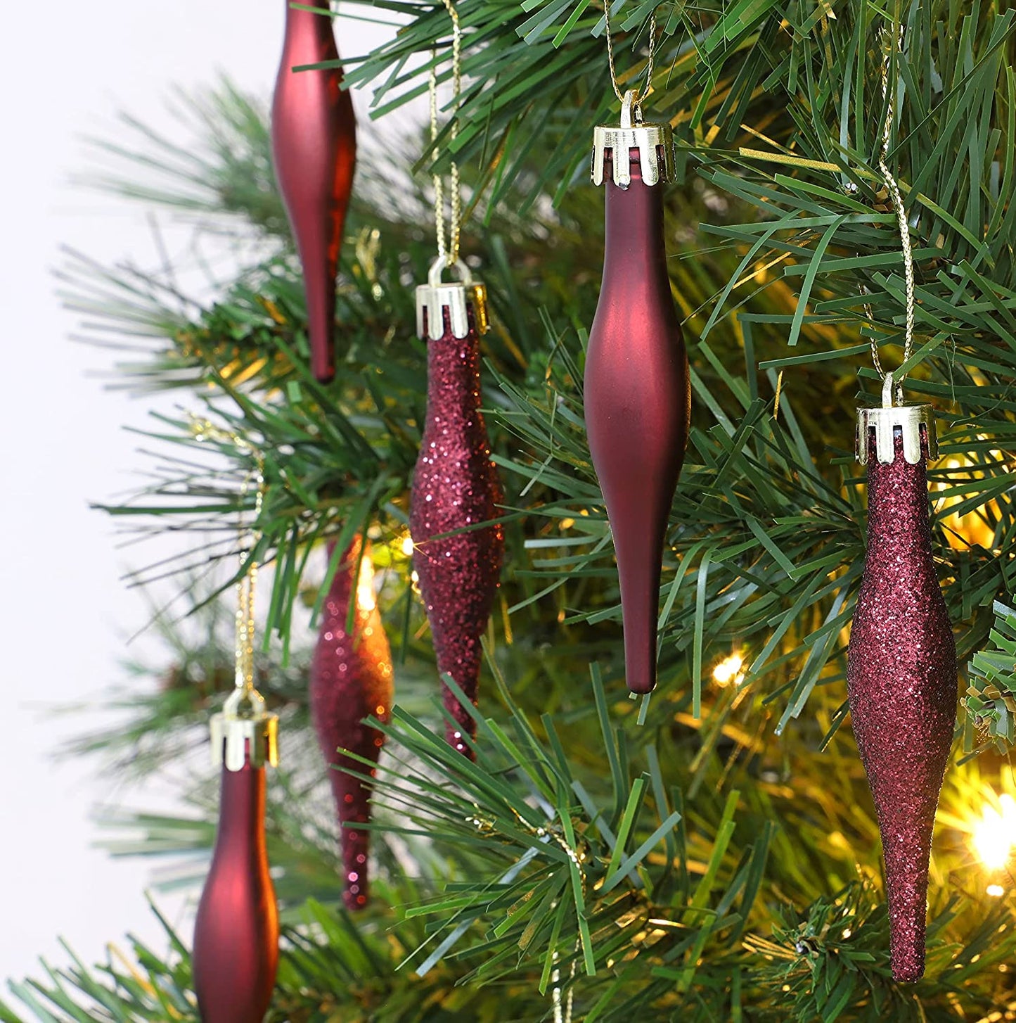 Christmas Concepts® Pack of 15-8.5Cm Droplet Baubles - Matte & Glitter Design - Christmas Ornaments (Rioja Red)