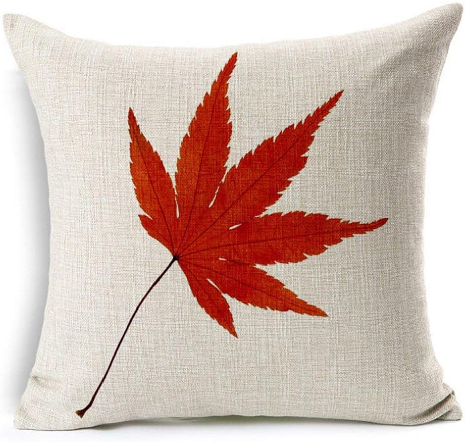 Fall Decor Cotton Linen Leaves,Maple Leaf Autumn Decorations Cushion Covers 18 X 18 Inch Sofa Home Decor Throw Pillow Case for Bed Pillow Covers Set of 4