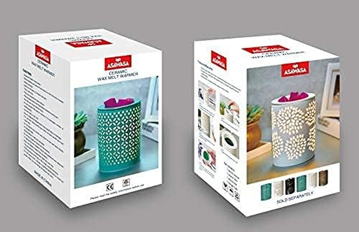 ASAWASA Ceramic Wax Melt Warmer with Timer and Silicone Dish,Candle Wax Warmer for Scented Wax & Essential Oils,Ideal Gift for Home Office Kitchen(Long White)