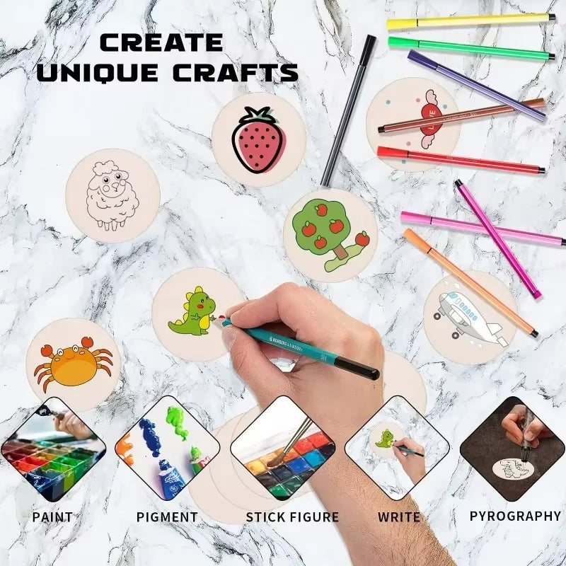 50Pcs 6Cm Unfinished Wood Slices, Natural round Blanks Wood Circles for Crafts DIY Art Crafts Christmas Decorations