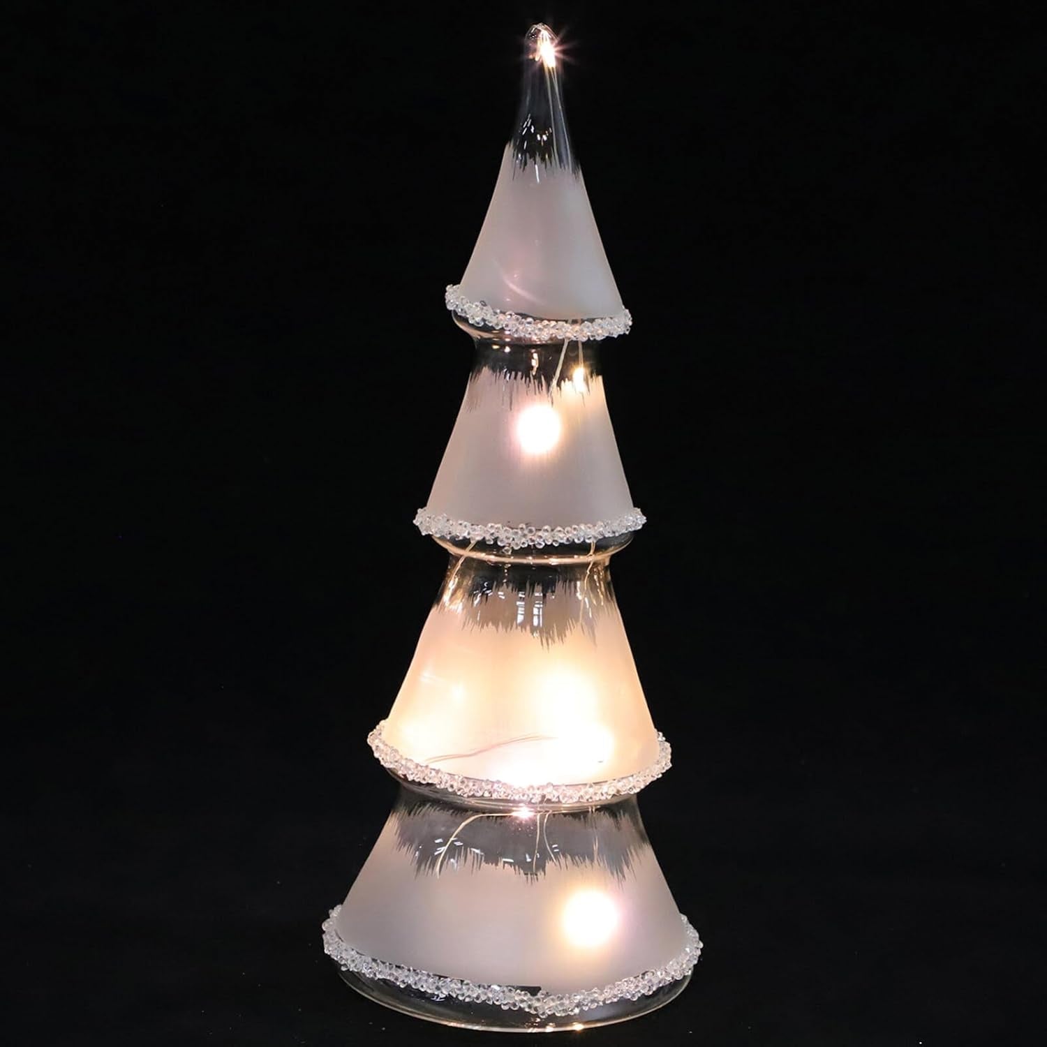 Beaupretty Glass Christmas Light up Mini Tabletop Xmas Light Holiday Figurine Decorations for Room Fireplace Party
