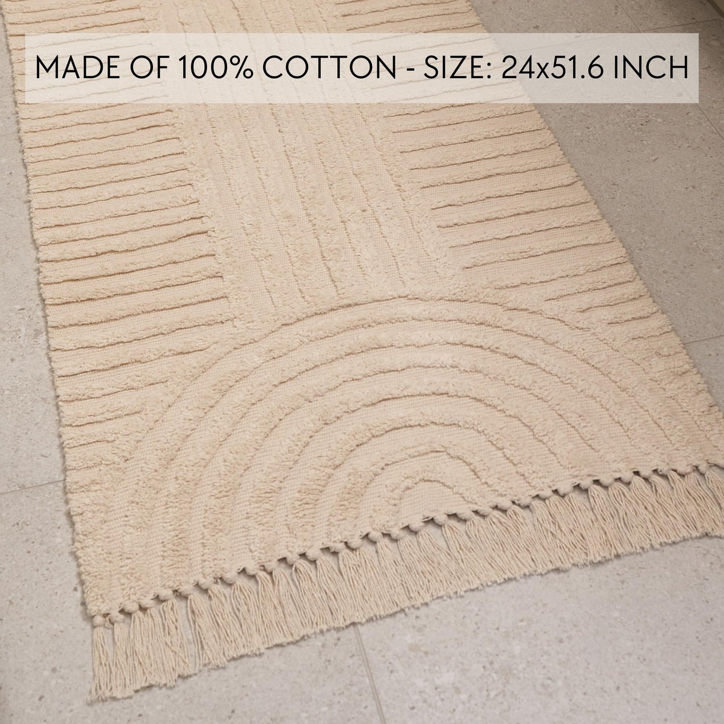 Boho Bathroom Rug with Tassels