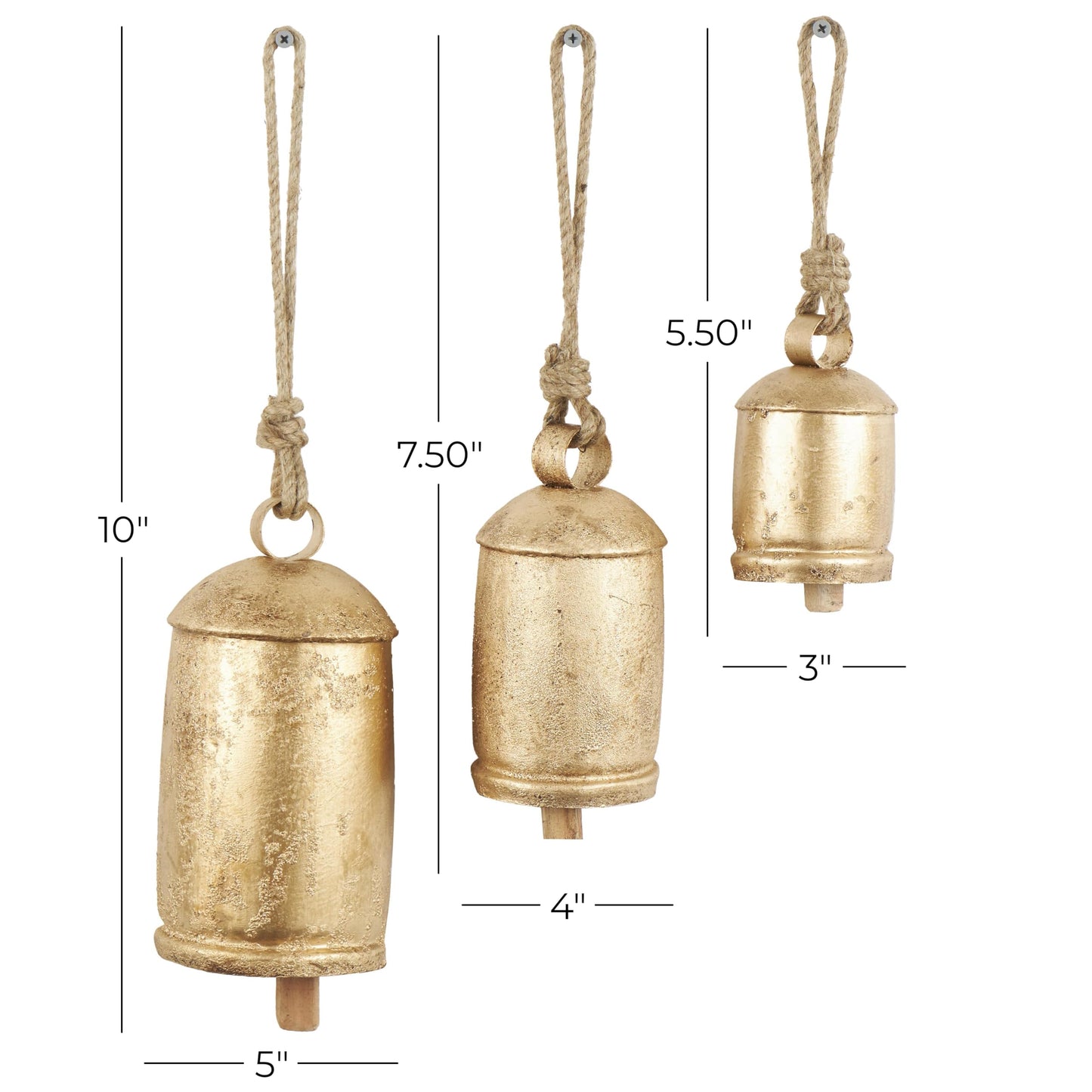 Gold Metal Inspired Decorative Cow Bells
