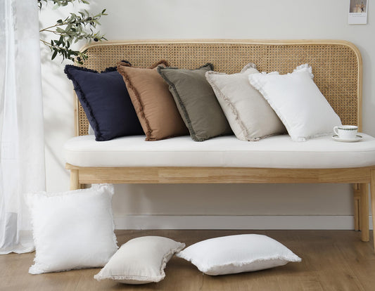Linen Fringe Throw Pillow Covers