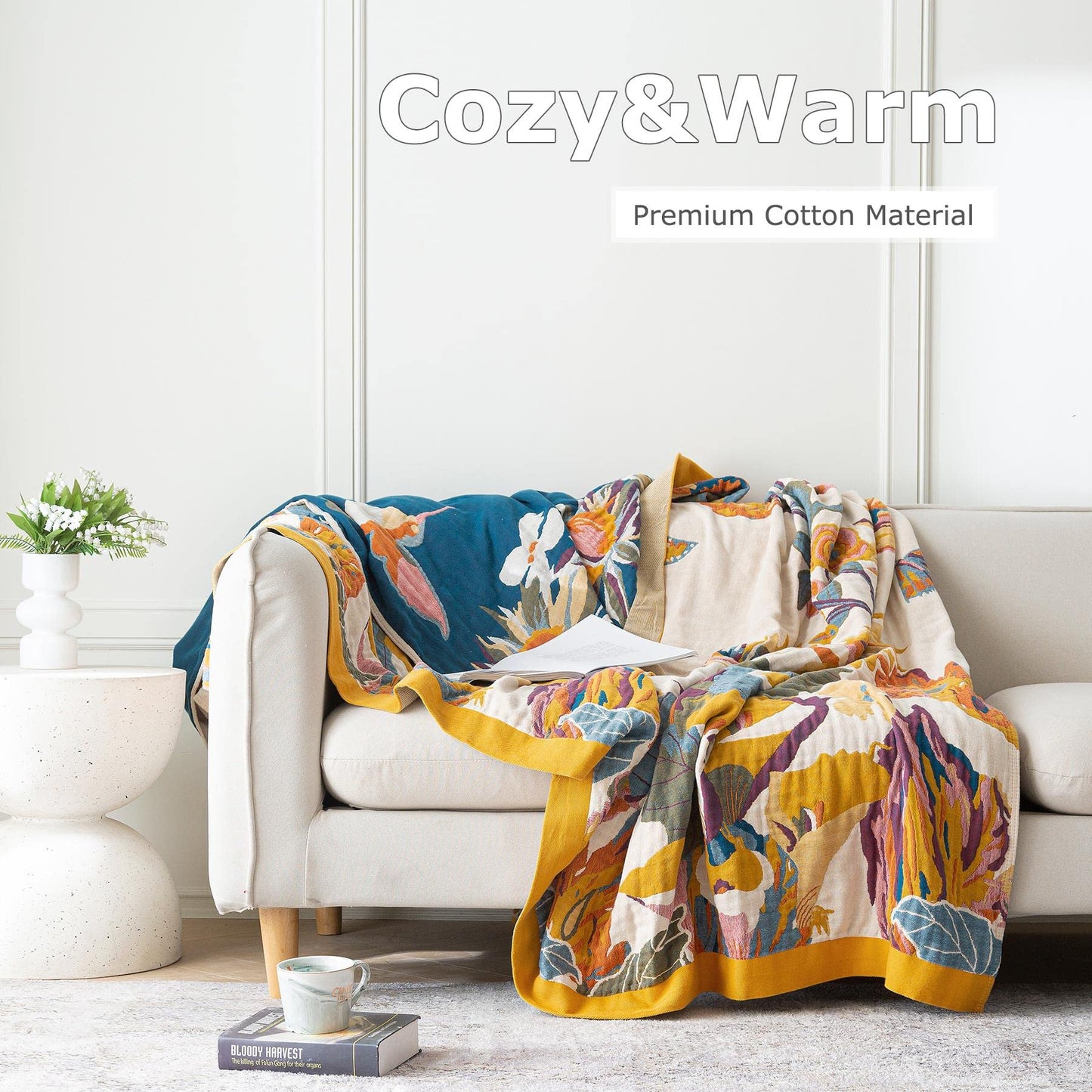 Boho Bird and Butterfly Blanket