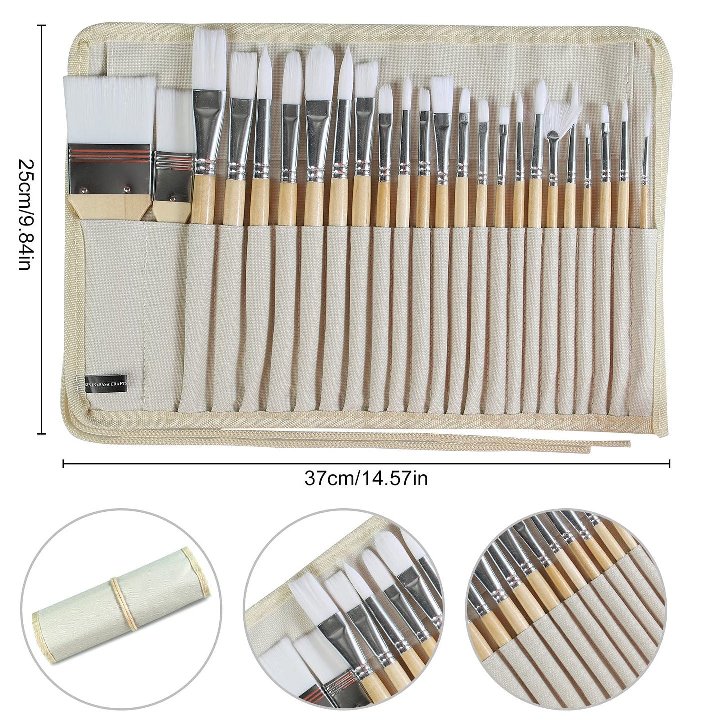 Paint Brushes Set of 24 Pieces Wooden Handles