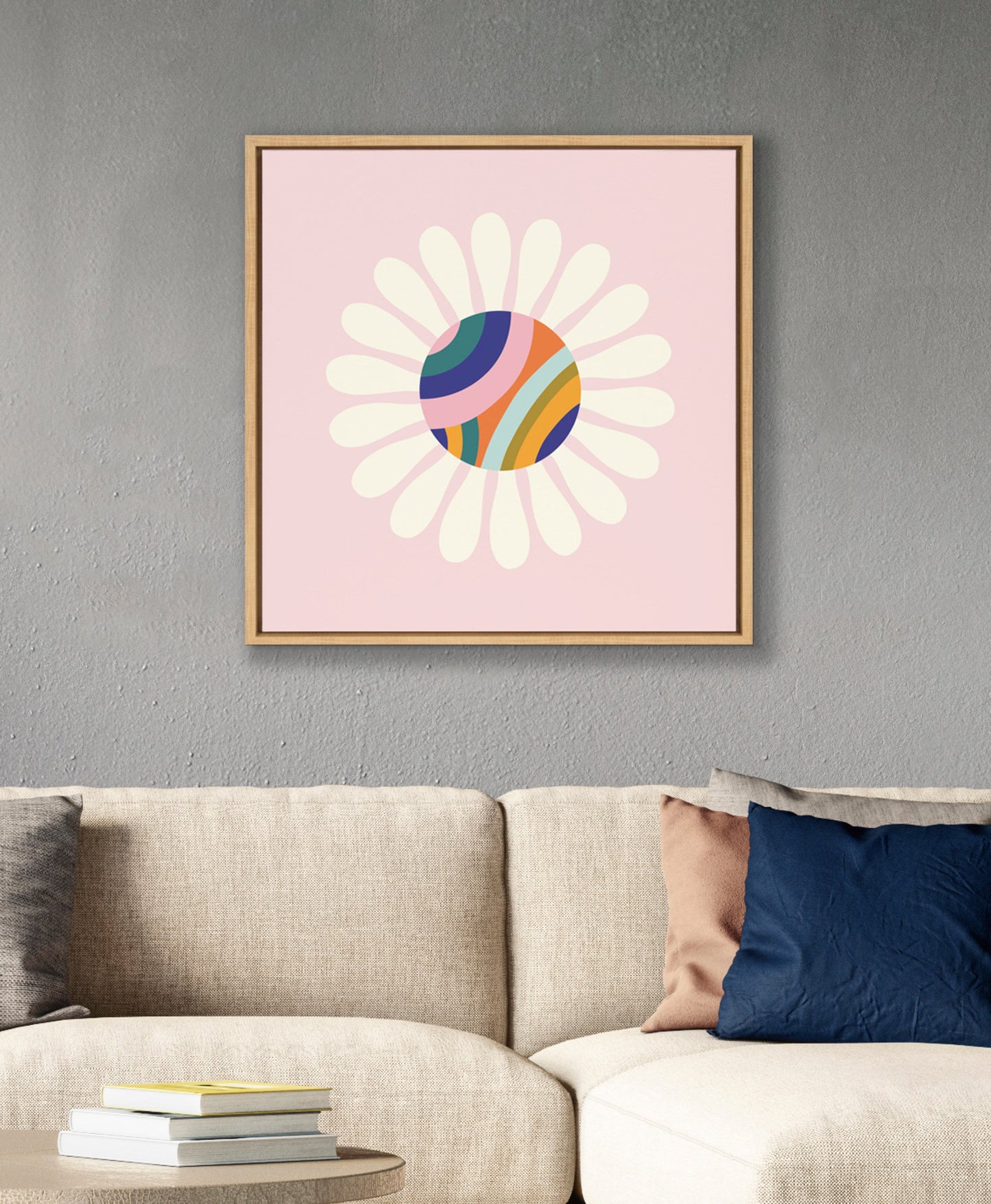 Sylvie Groovy Daisy Framed Canvas by Elizabeth Olwen