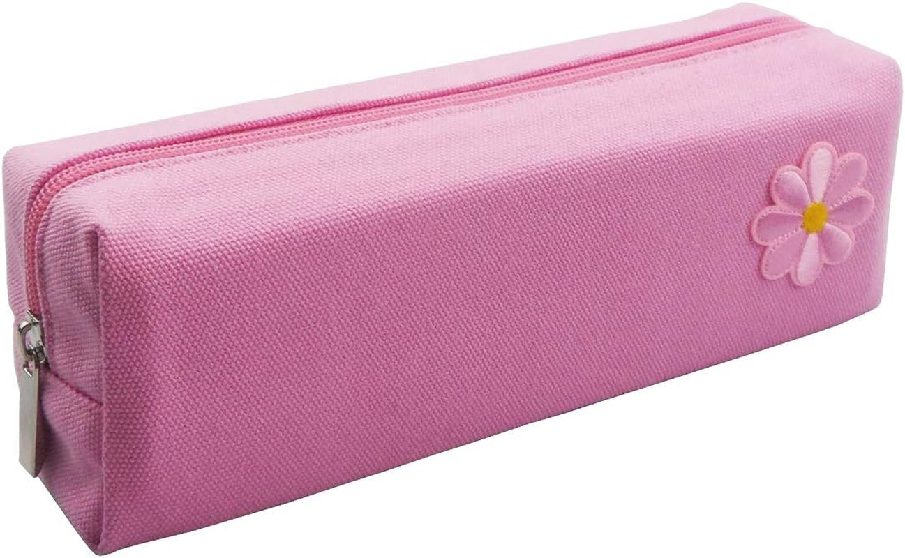 Enyuwlcm Canvas Stationery Cute Pencil Case for Teen Girls Simple Pencil Pouch for School Cosmetic Bag for Purse Blue